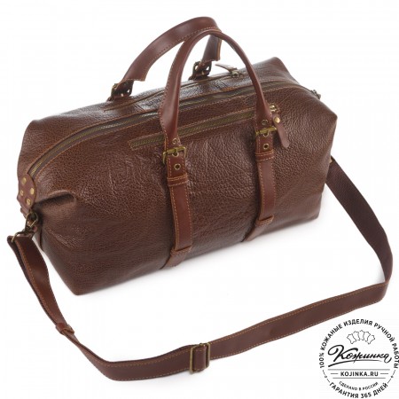 Кожаная дорожно-спортивная сумка Вашингтон (фактура коричневый)